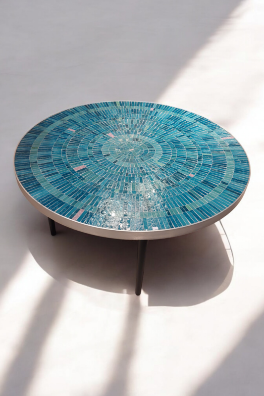 F 367 JC Mosaic ound coffee table by Berthold Muler, 1960s