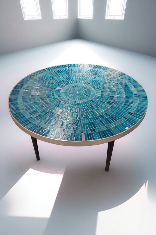 F 367 JC Mosaic ound coffee table by Berthold Muler, 1960s