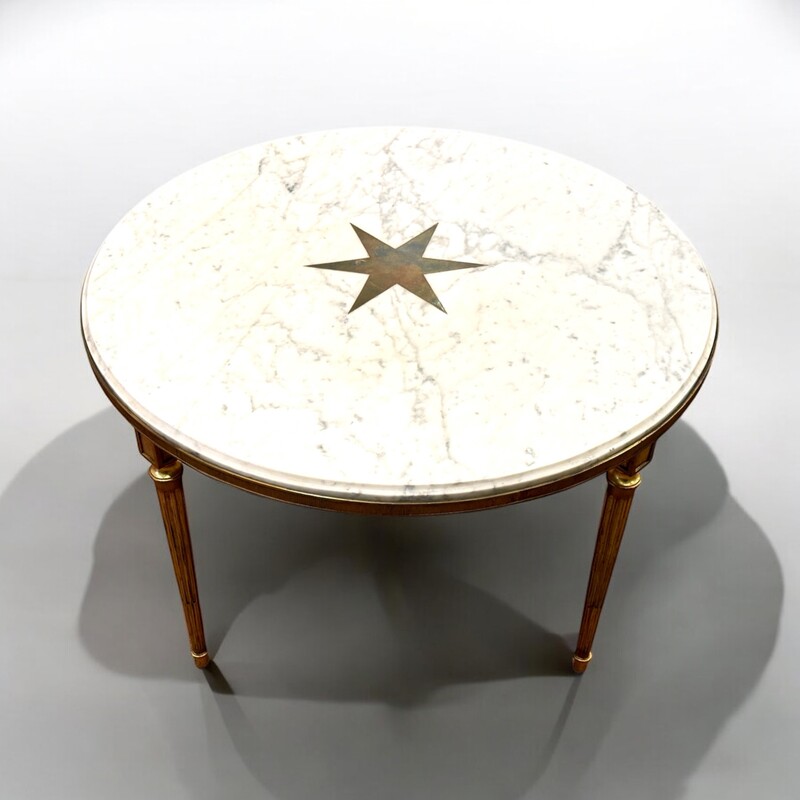 F 371 AG round Neo classique coffee table bronze and marbre 1940