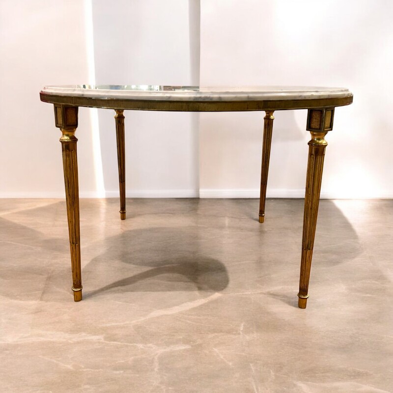 F 371 AG round Neo classique coffee table bronze and marbre 1940