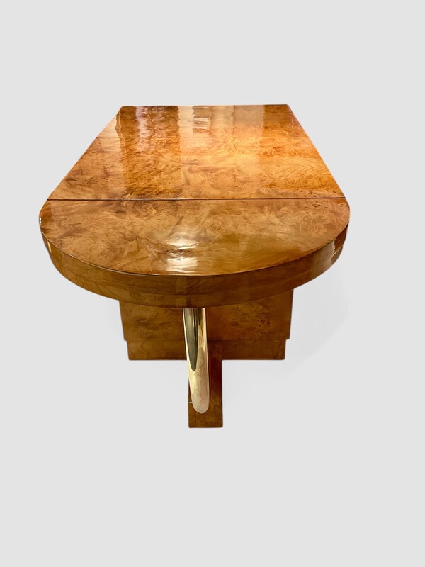 F 378 AS Art Deco desk in ash burl, repolished with buffer, France