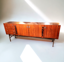 F 393 JC Highboard in rosewood with a Brutalist copper enamel applications, by Alfred Hendrickx for Belform, 1970s