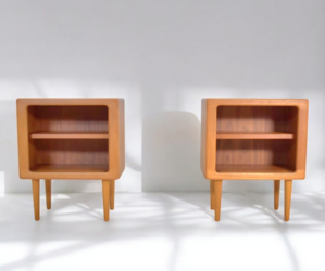 F 401 JC Pair small teak sideboards by Silkeborg, Sweden 1960s 