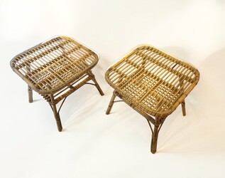 F 406 JC pair of bamboo and glass side tables in the taste of Louis Sognot , 1950’