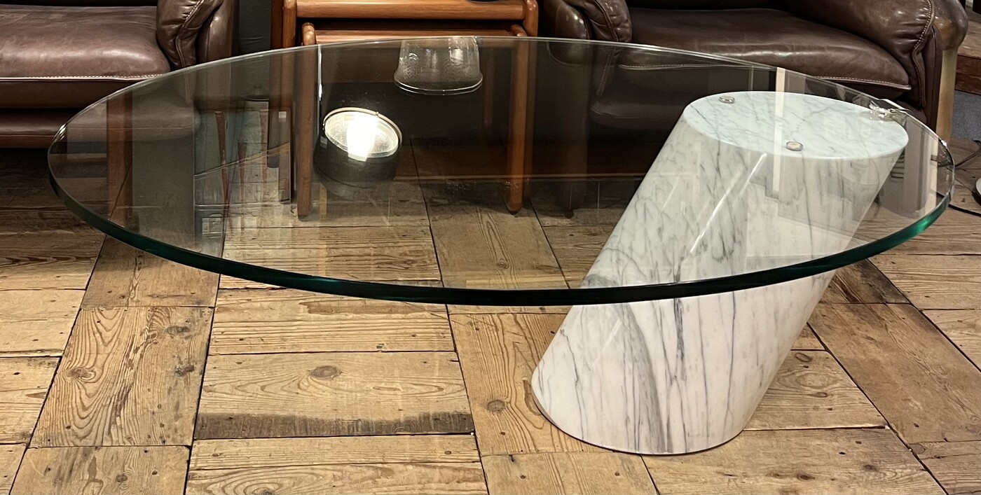 F 596 RS K1000 Glass and marble coffee table by Ronald Schmitt for Team Form
