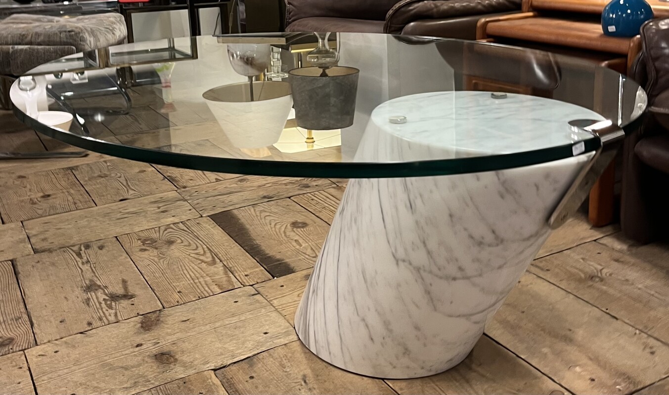 F 596 RS K1000 Glass and marble coffee table by Ronald Schmitt for Team Form