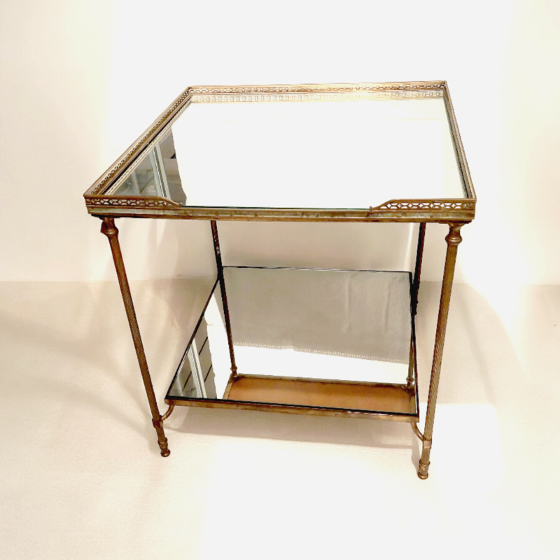 F 705 JC Brass and mirrors neoclassical side table by Maison Charles France 1950s