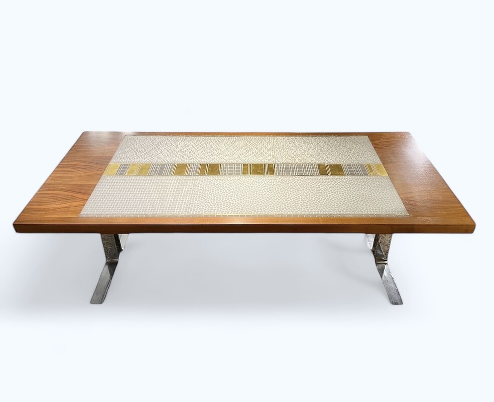 F 705 JC walnut and mosaic coffee table by Berthold Müller, 1960’s 