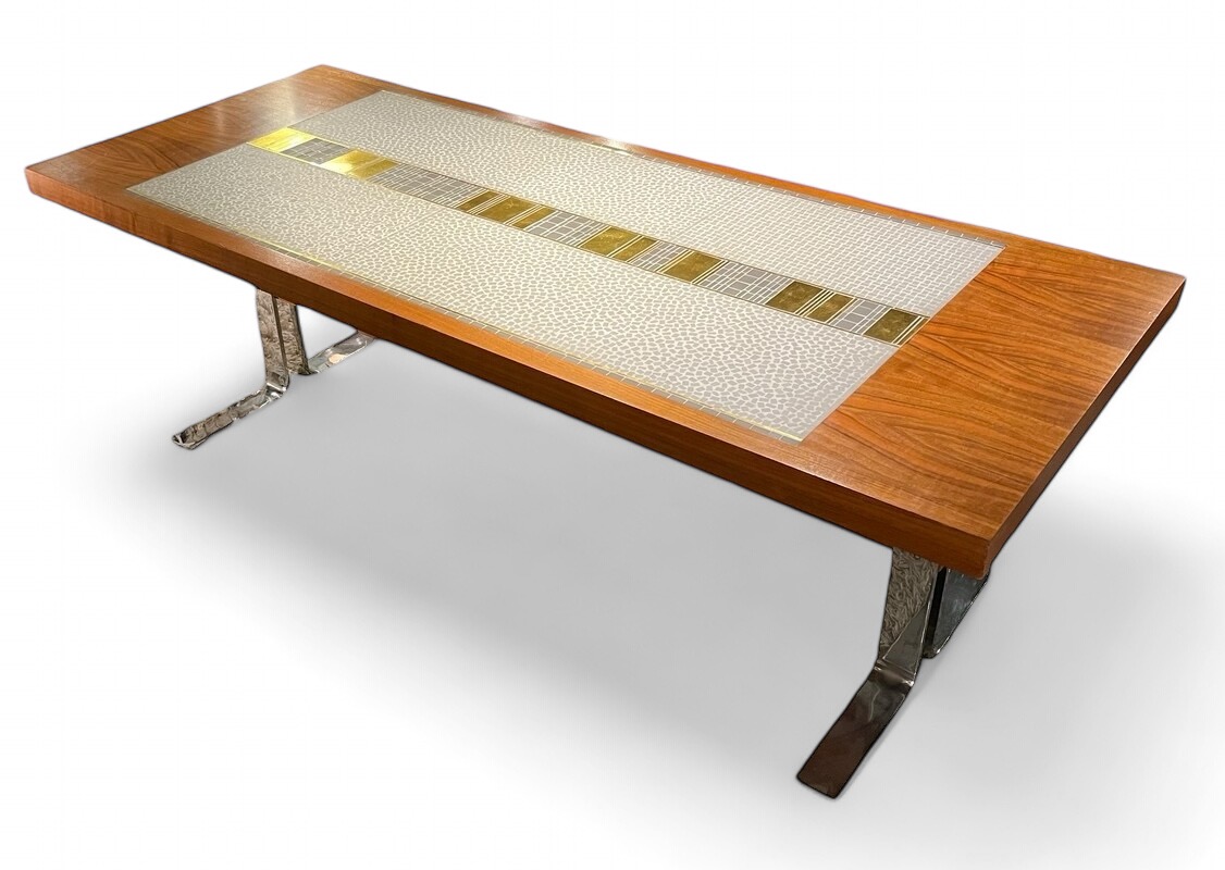 F 705 JC walnut and mosaic coffee table by Berthold Müller, 1960’s 