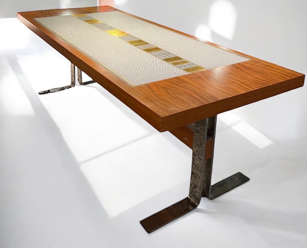 F 705 JC walnut and mosaic coffee table by Berthold Müller, 1960’s 