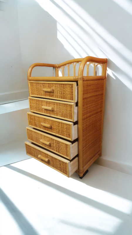 F 706 JC Bamboo chest of drawers 1970s