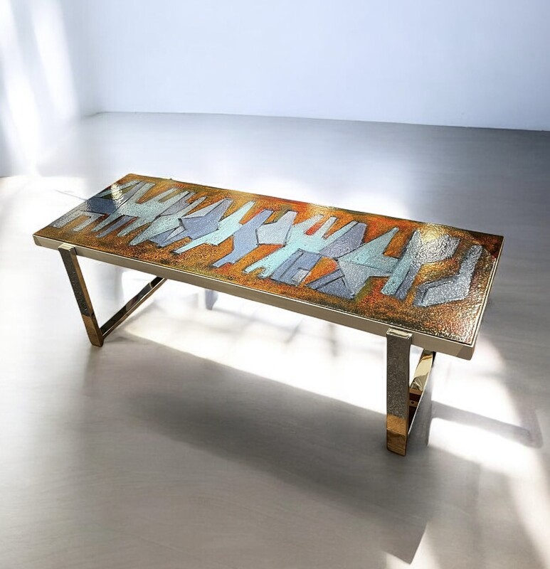 F 716 AS Enameld coffee table signed De Nisco, circa 1970