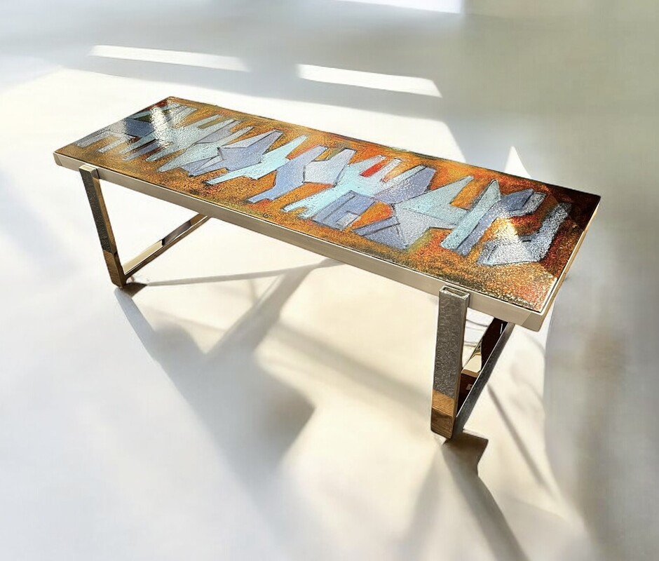 F 716 AS Enameld coffee table signed De Nisco, circa 1970