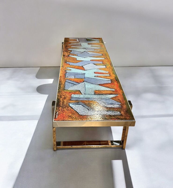 F 716 AS Enameld coffee table signed De Nisco, circa 1970