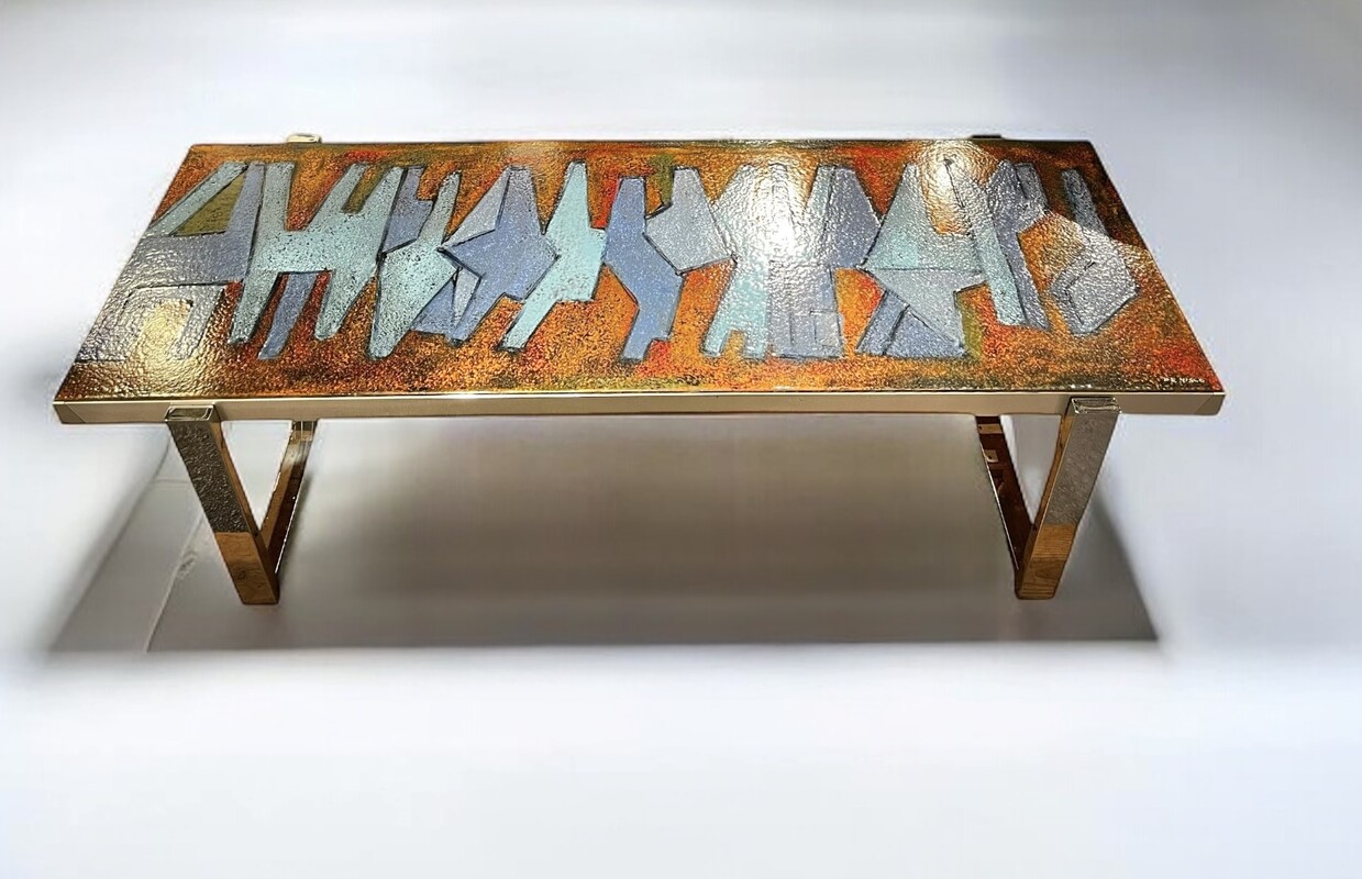 F 716 AS Enameld coffee table signed De Nisco, circa 1970