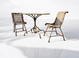 F 729 RD garden set composed by 2 chairs and 1 table by Saint-Sauveur Arras, 19th century 