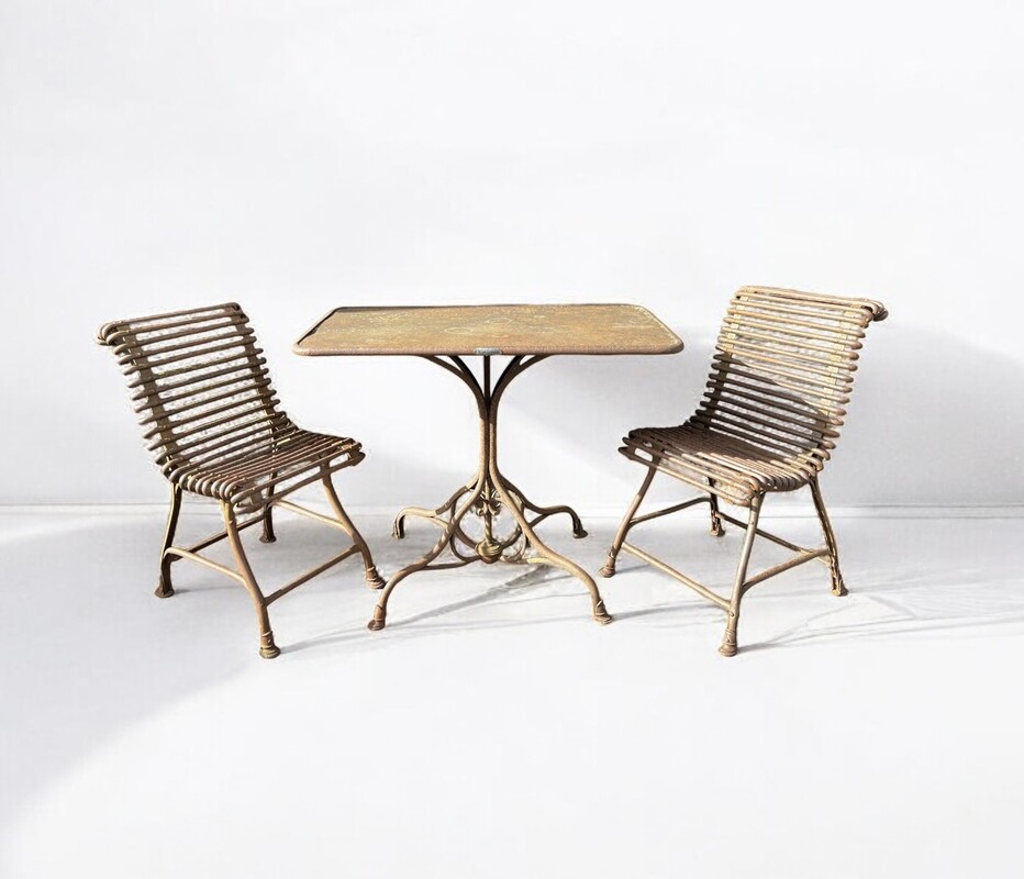 F 729 RD garden set composed by 2 chairs and 1 table by Saint-Sauveur Arras, 19th century 