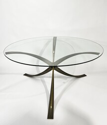 F 735 RR round bronze and glass table by Michel Mangematin 