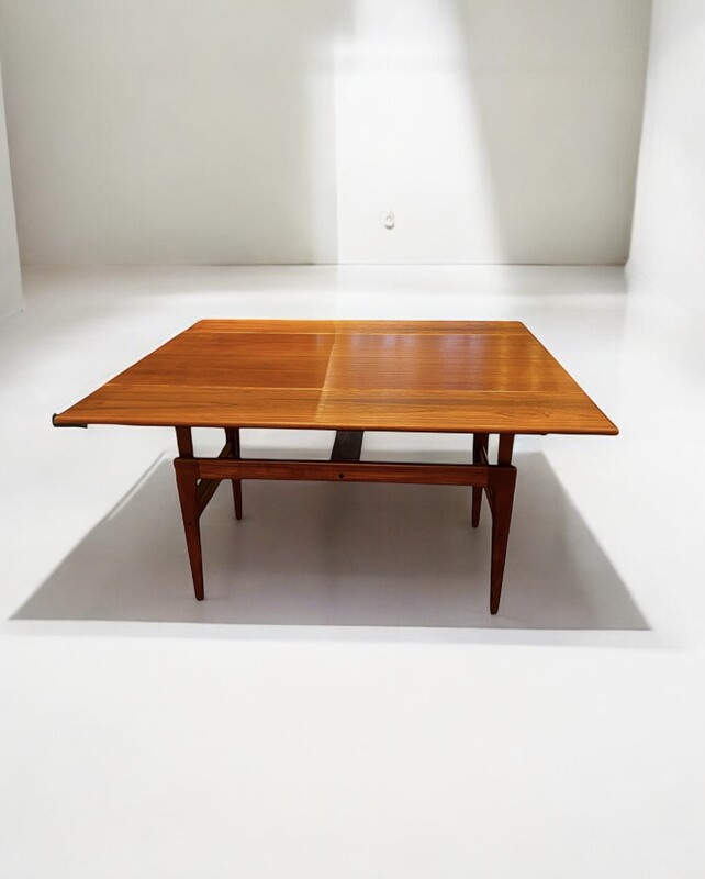 F 861 AG Height adjustable teak coffee table - dining table, model « elevator » by Kai Kristansen 