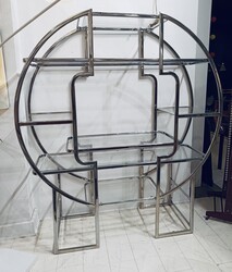 F 862 YO circular  chrome and glass shelve, 1970’s