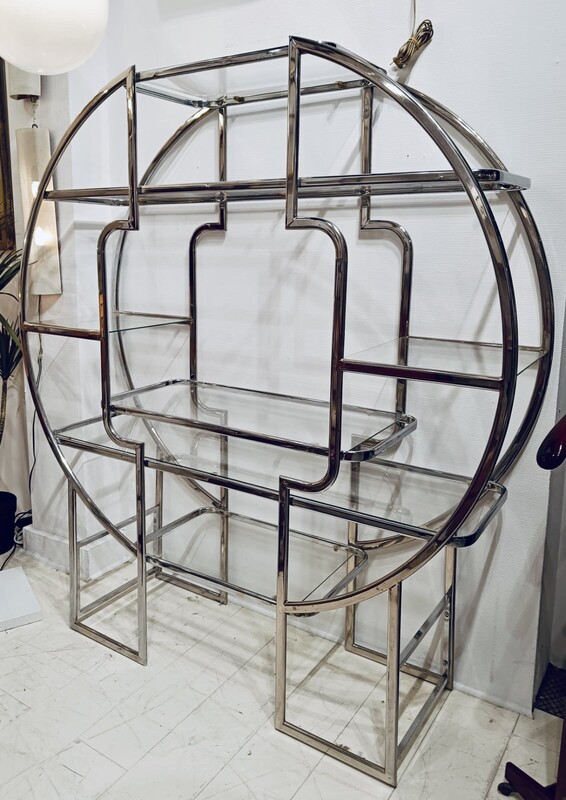 F 862 YO circular  chrome and glass shelve, 1970’s