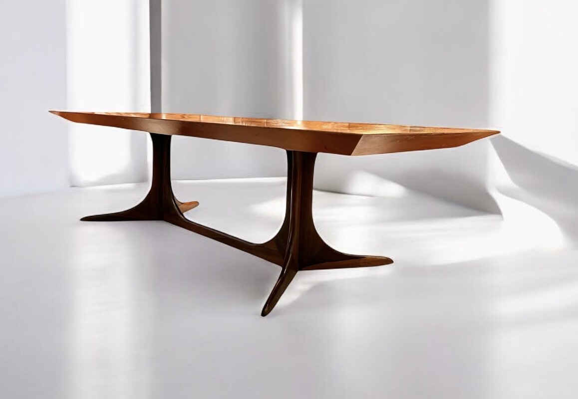 F 864 AG scandinavian  rosewood and hetched copper top coffee table, circa 1960