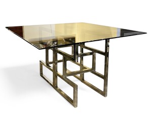 F 873 XXL chrome and glass table by Willy Rizzo att to Willy Rizzo, 1970’s