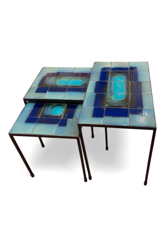 F 877 JC Set ceramic nesting tables 1960s