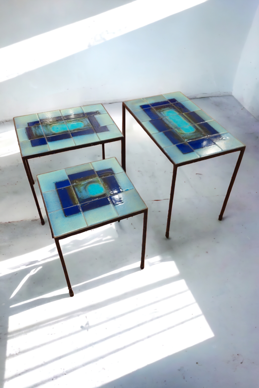 F 877 JC Set ceramic nesting tables 1960s