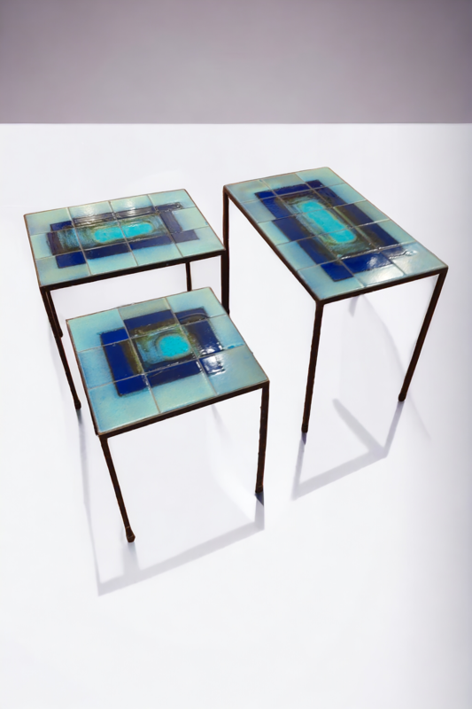 F 877 JC Set ceramic nesting tables 1960s