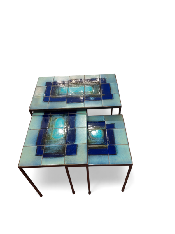 F 877 JC Set ceramic nesting tables 1960s