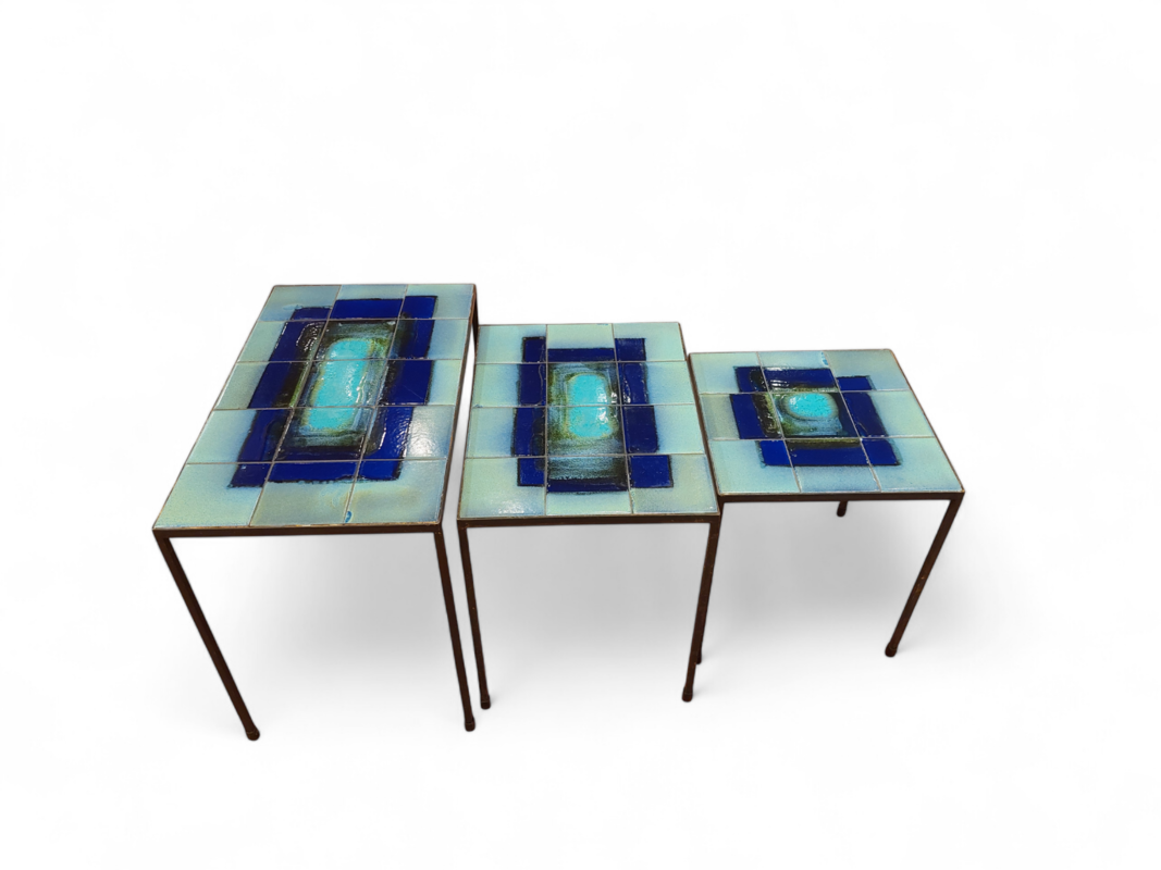 F 877 JC Set ceramic nesting tables 1960s