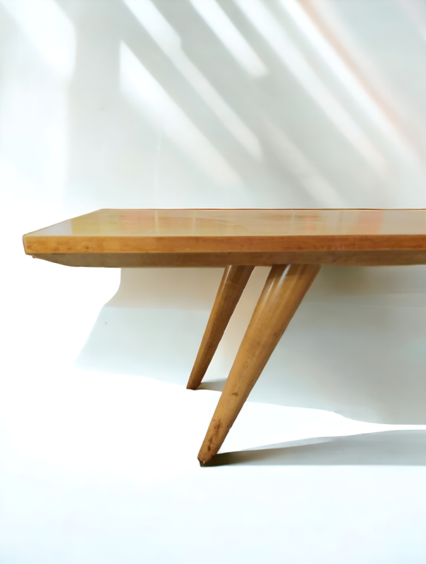 F 879 JC Large beveled sycomore coffee table, 1960s 