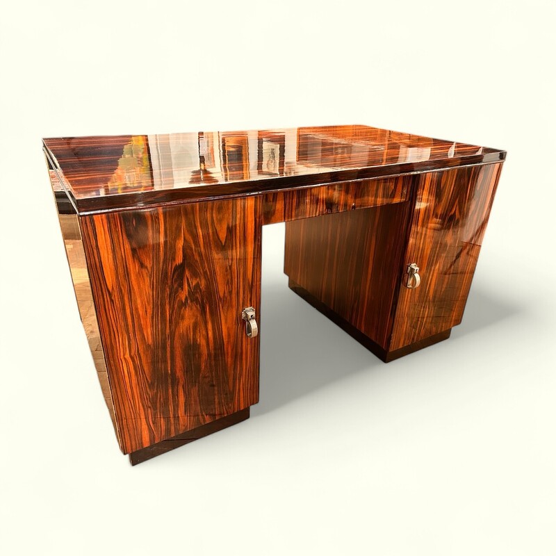 F 880 AS Double sided desk in exotic wood ca 1925, buffer polished