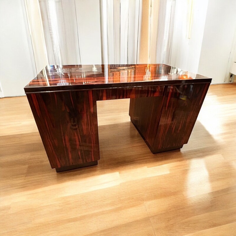 F 880 AS Double sided desk in exotic wood ca 1925, buffer polished