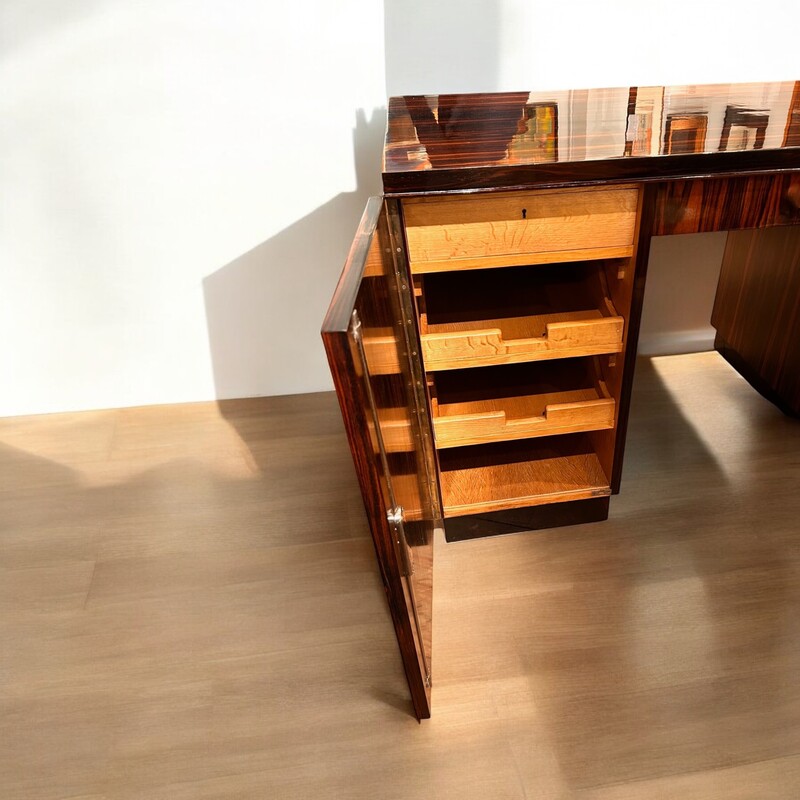 F 880 AS Double sided desk in exotic wood ca 1925, buffer polished