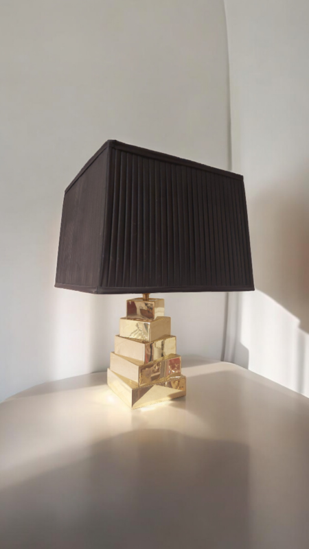 L 325 JC Gilt brass table lamp Attrib. to Romeo Rega, Italy 1980s