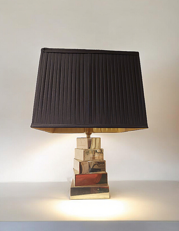 L 325 JC Gilt brass table lamp Attrib. to Romeo Rega, Italy 1980s