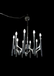 L 335 AG white and chrome chandelier by Gaetano Sciolari , 1970’s