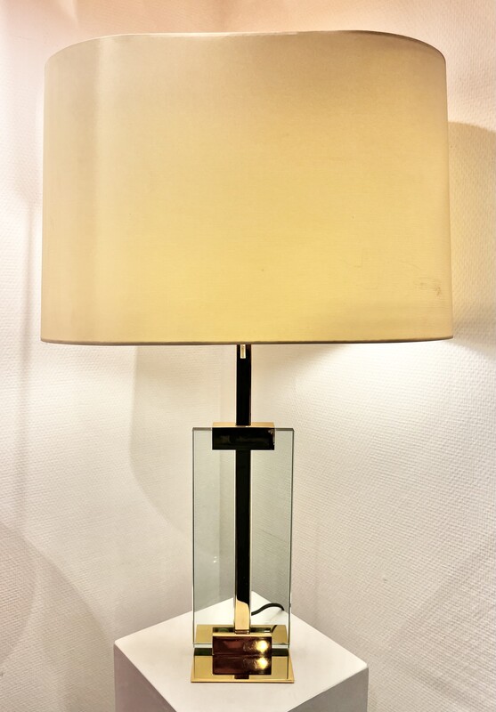 L 359 AG brass and glass table lamp by Fontana Arte, 1980’s