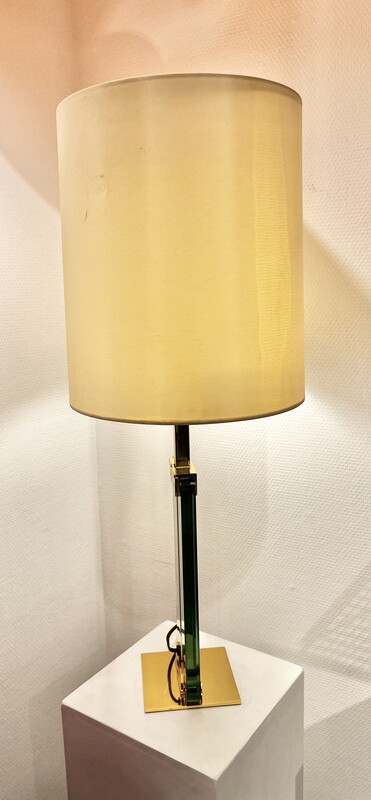 L 359 AG brass and glass table lamp by Fontana Arte, 1980’s