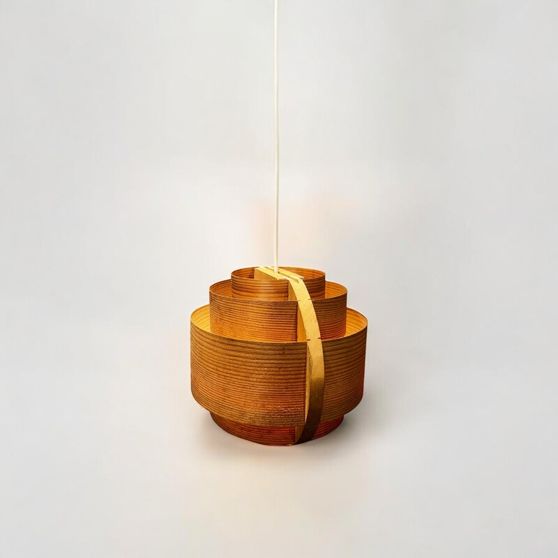 L 367 AV Swedish Wooden Lamella Ceiling Lamps by Hans-Agne Jakobsson for Ab Markaryd, 1960s, Set of 2