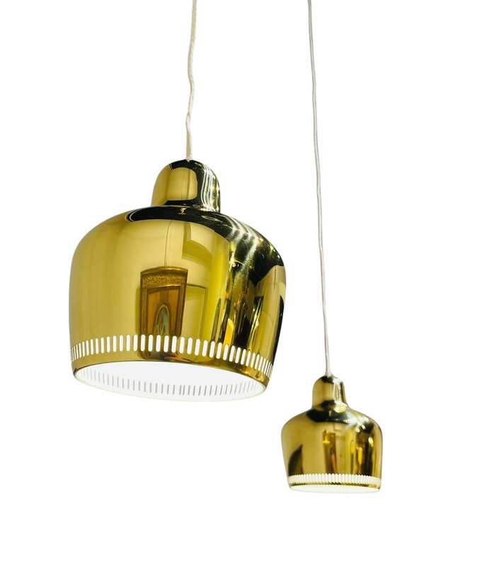 L 379 RD gilt brass hanging light by Alvar Aalto