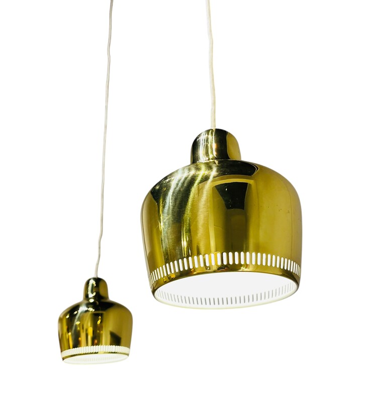 L 379 RD gilt brass hanging light by Alvar Aalto