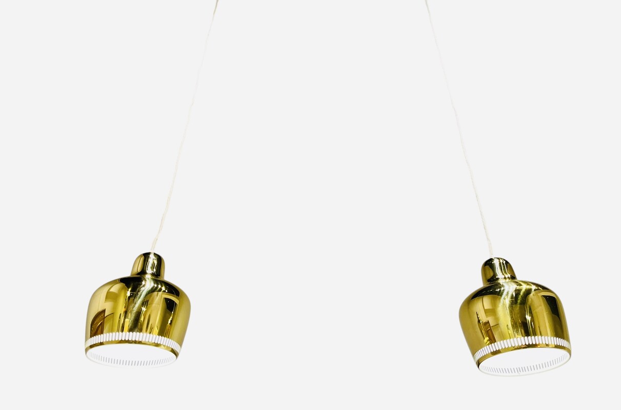 L 379 RD gilt brass hanging light by Alvar Aalto