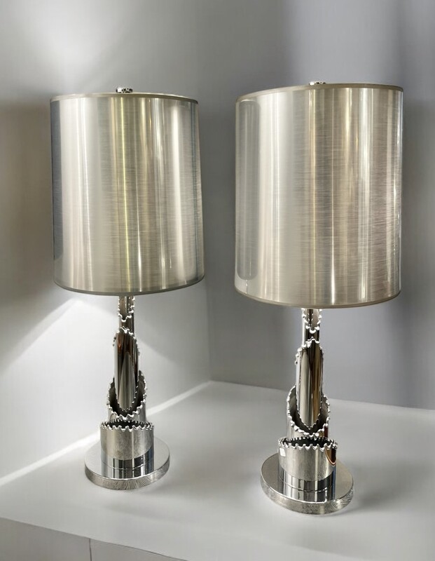 L 383 RS pair of aluminium lamps, 1970’s