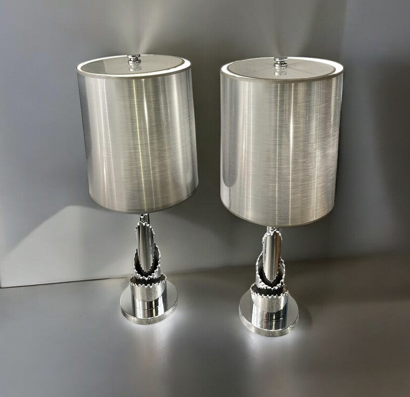 L 383 RS pair of aluminium lamps, 1970’s