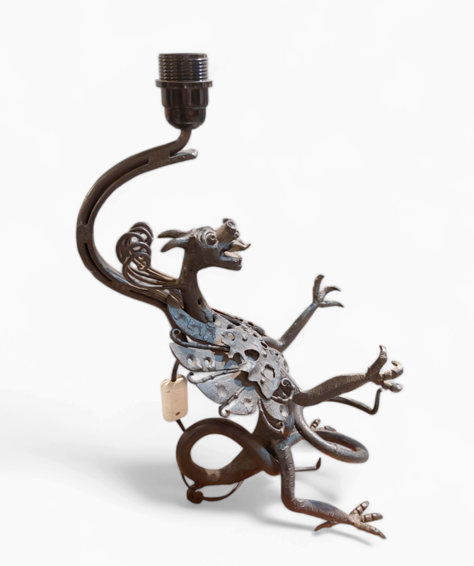 L 390 JC Wrought iron Dragon table lamp 1930s