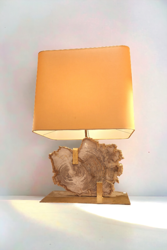 L 392 JC Fossilized wood mounted as a lamp 1980s