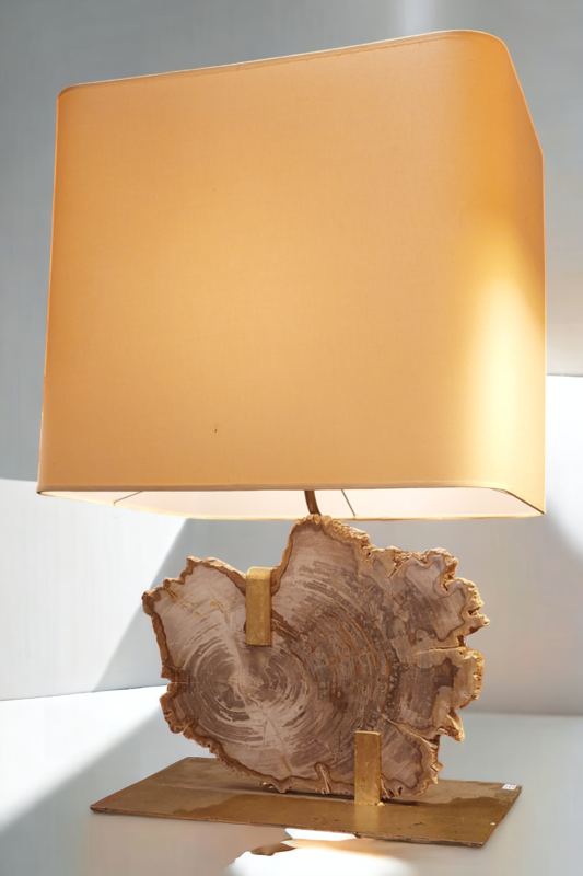 L 392 JC Fossilized wood mounted as a lamp 1980s